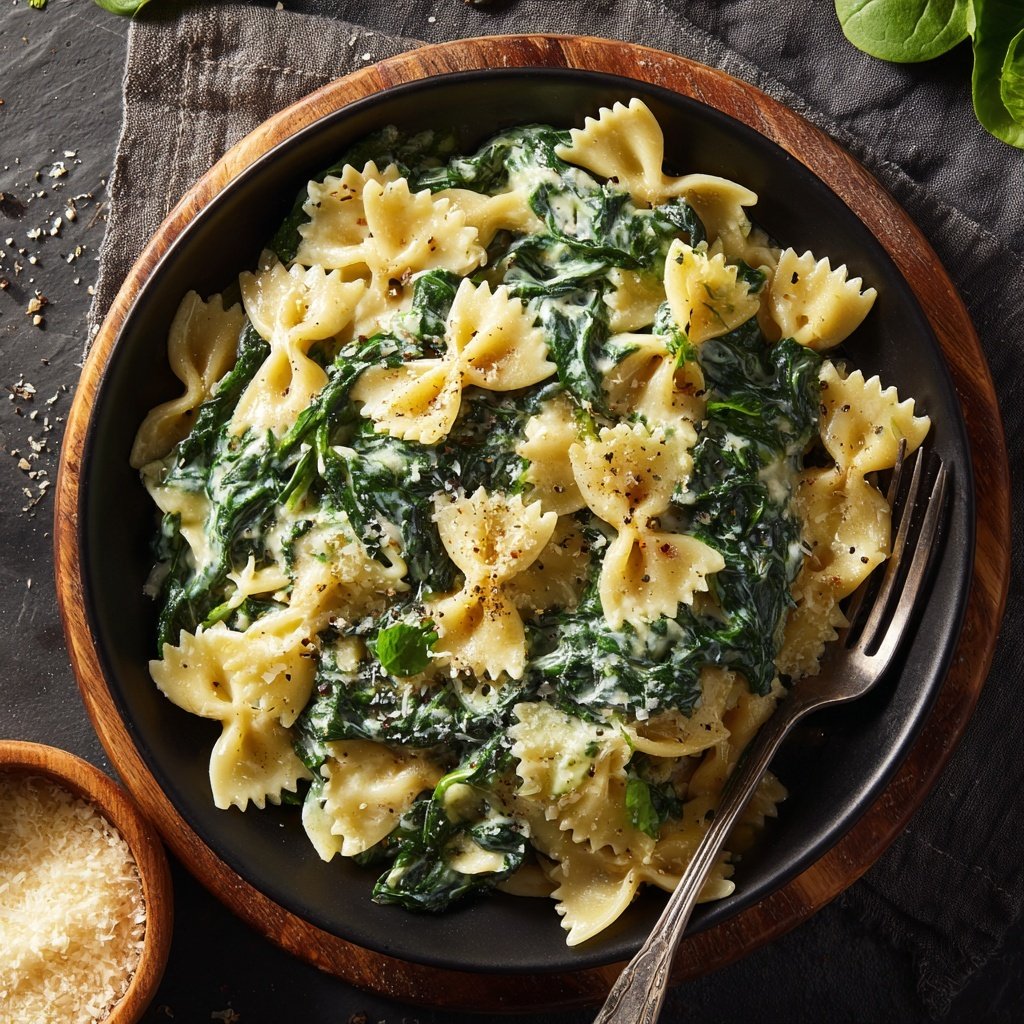 Bow Tie Pasta With Creamy Spinach Sauce