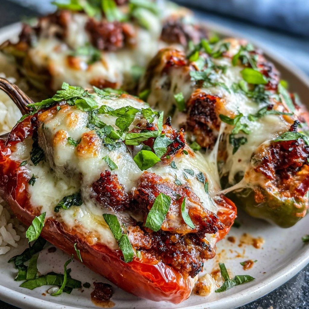 Ground Beef And Rice Stuffed Peppers