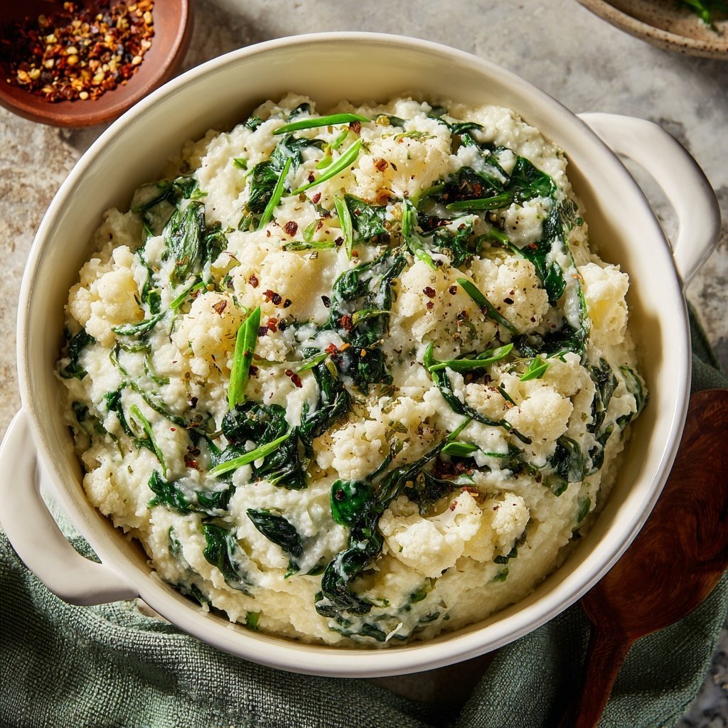 Creamy Cauliflower Spinach Rice